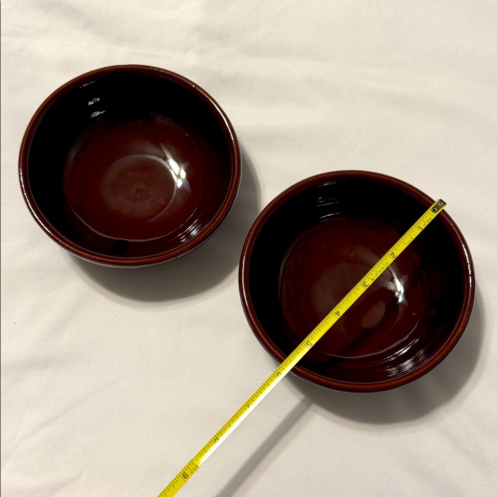 2 - MARCREST Vintage Brown Glazed Stoneware Salad Bowls Daisy Dot MCM